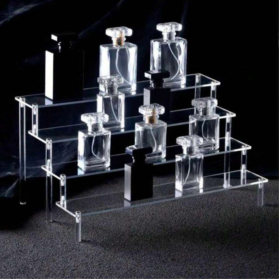 1 قطعة رف عرض متعدد الطبقات شفاف بشكل درجات من البلاستيك الأكريليك بطول 30 سم (11.81 بوصة). رف متعدد الطبقات أكريليك متعدد الاستخدامات لتخزين وعرض المجموعات والديكور المنزلي والعطور والمستحضرات التجميلية وحامل المجوهرات. - شفاف - مشاهدة 1