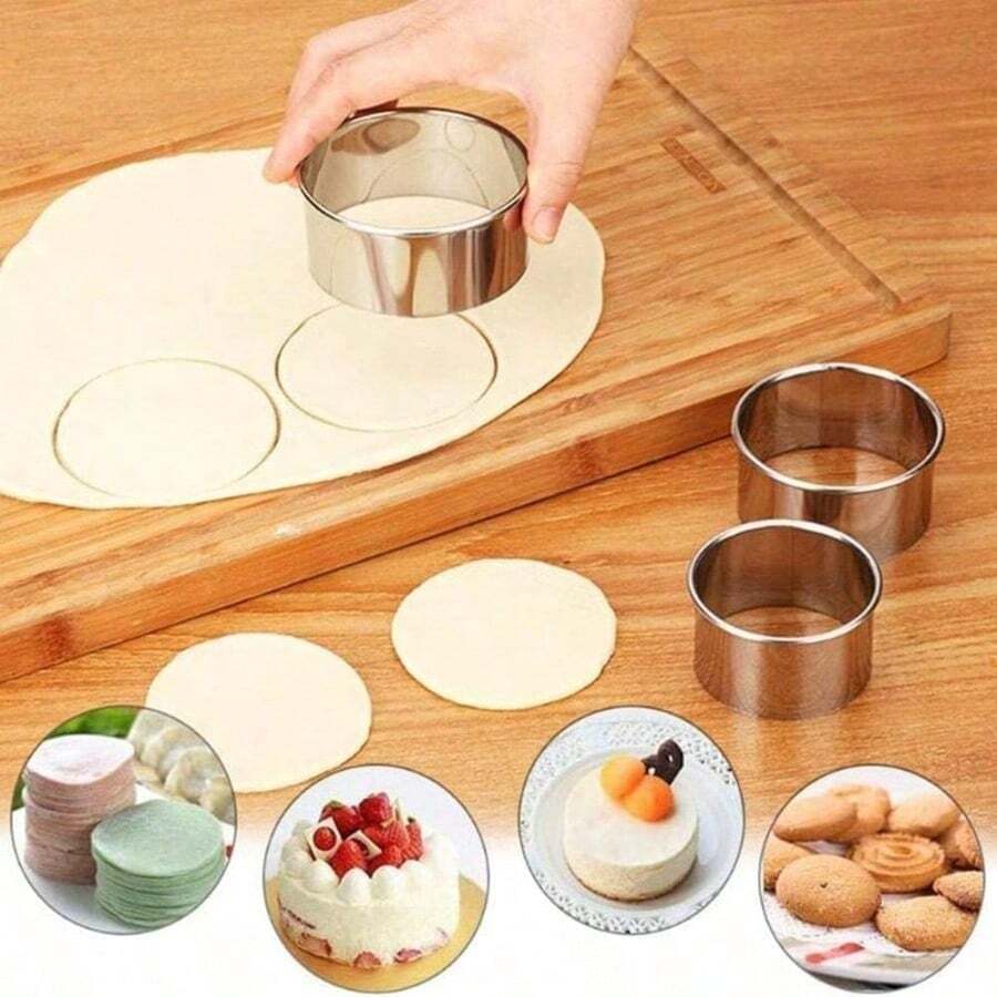 Biscuit Cutters Set Round Cookie Cutters Stainless Steel Dumpling Cutters Cake Pastry Cutters Scone Cutters Molds For Cooking Baking 3Pcs Plain Edge - 3 chiếc PlainEdge - Xem 1