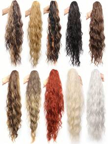 Synthetic 26Inch Long Wavy Claw Clip On Ponytail Hair Extension Blonde Ponytail Extension For Women Pony Tail Hair Hairpiece - Multicolor - View 7