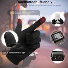 1PC Autumn/Winter Warm Gloves For Men And Women, Cycling Gloves, Windproof And Waterproof, Skiing, Biking, Outdoor Sports, Touchscreen Gloves - màu đen - Xem 5
