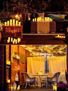 [Weddings & Festivals] 12-24 Ivory Electronic Candles, Available In 4 Sizes (5.5cm Width, 10/12/15/17.5cm Height), With Remote Control, Timer, Brightness Adjustment, And Blinking Effects. Suitable For Lighting Decorations, Home Décor, Festivals, Weddings, Novelty Lighting, And Candlelight Dinners. - 杏色 - 查看 3