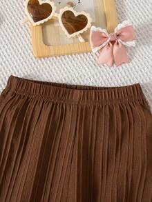 2pcs Girls Casual Bow Decor Sleeveless Top And Long Pants Set, Summer - Beige - View 9