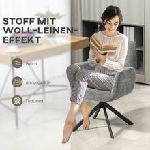 HOMCOM Swivel Armchair With Armrests, Wool And Linen Look, Modern Button-Tufted Upholstered Chair, Steel Legs, For Living Room, Bedroom, Dark Gray On Site - 1 - View 5