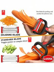 1 cái dụng cụ gọt rau củ đa năng, thiết kế lưỡi xoay 3 trong 1 với chức năng bào sợi, thích hợp để gọt vỏ khoai tây, táo và các loại rau củ khác. Dụng cụ gọt hình chữ I và chữ Y phù hợp với trái cây, rau củ, khoai tây, cà rốt, dưa chuột. Thiết kế lưỡi xoay 3 trong 1 với chức năng bào sợi. - Nhiều màu - Xem 5