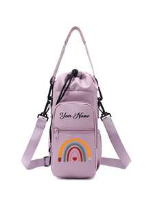 1 PIEZA Bolsa personalizada ajustable para botella de agua con correa para el hombro, funda aislante protectora, portabotellas cruzado, con bolsillo para teléfono, mochila con múltiples agujeros para botellas, portabotellas de bolsillo portátil para exteriores y casual, soporte para teléfono y organizador, ligero para fitness, viajes, senderismo, uso diario - regalo ideal para entusiastas de actividades al aire libre, organizador de viaje compacto, material duradero, perfecto para un estilo de vida activo. - Multicolor - Ver 8