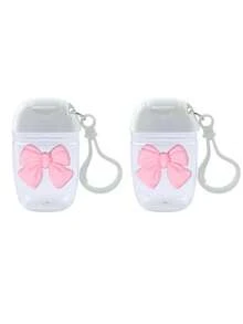 30毫升粉色透明可重复灌装免洗洗手液瓶，带蝴蝶结、钥匙扣和可重复使用的瓶盖，适用于液体和乳液，旅行必备，宿舍必备，送给女性、母亲、教师、朋友、学生的礼物，适合返校季、教师节、情人节、母亲节等场合。 - 彩色 - 查看 8