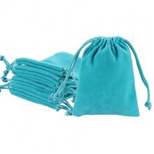 Velvet Gift Bags, 20 Pack 2.8 X 3.6 Inch Velvet Drawstring Jewelry Pouches Mini Gift Packaging Bag For Wedding Favor Party Birthday Festivals, Peacock Blue,2.8x3.6Inch,PeacockBlue - 孔雀藍 - 查看 1