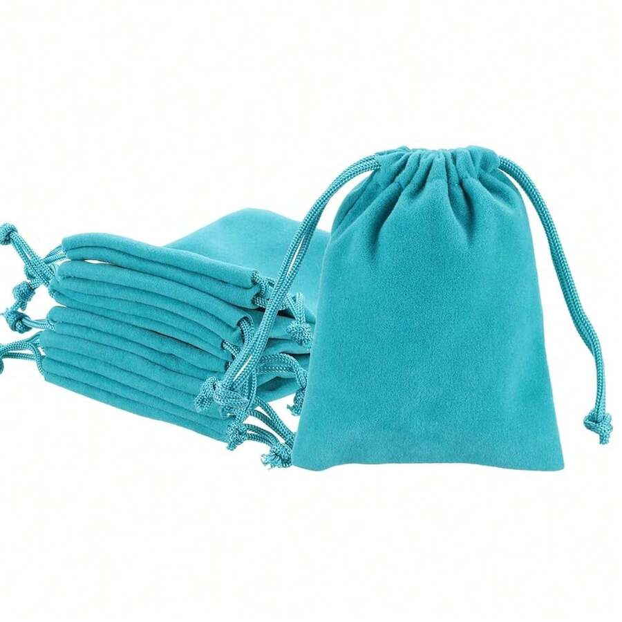 Velvet Gift Bags, 20 Pack 2.8 X 3.6 Inch Velvet Drawstring Jewelry Pouches Mini Gift Packaging Bag For Wedding Favor Party Birthday Festivals, Peacock Blue,2.8x3.6Inch,PeacockBlue - 孔雀藍 - 查看 1
