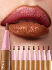 W3W Long-Lasting Waterproof Matte Nude & Deep Brown Lip Liner Pencil, High Color Payoff, Creamy Texture, Sponge Tip Applicator, Smooth Application, Waterproof & Smudge-Proof, Long-Wearing, Easy To Use Lip Liner