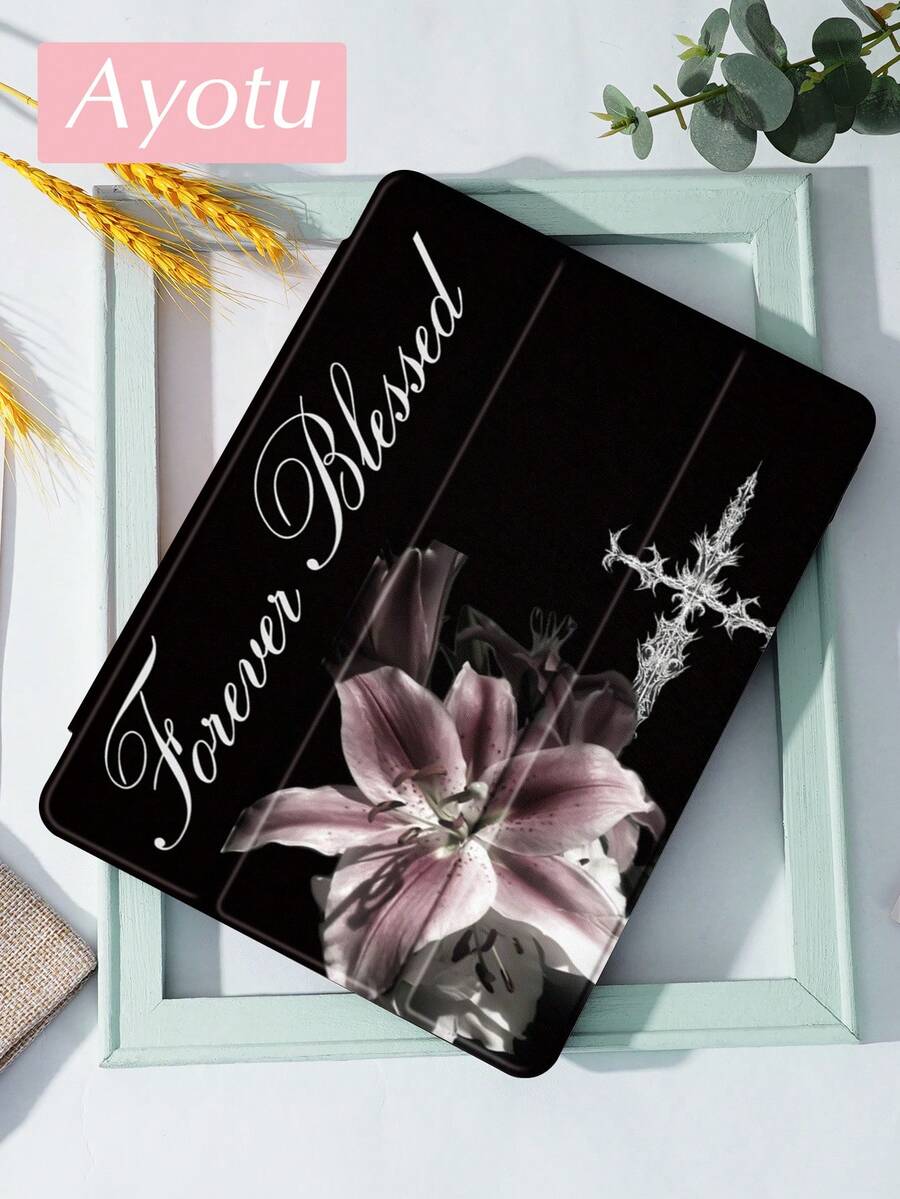 1pc The Cross And Lilies Tablet Case & Kindle E-Book Case Compatible With IPad Air 8(M4)2026(11/13-Inch), 10th Generation, 11/Air 4th/Air 7th/9.7 Inches, Compatible With Samsung Galaxy Tab A9 Plus, Kindle (11th Generation-2024 Release)(6 Inch), Kindle Paperwhite 12th Gen 2024, Great Holiday Gift, Stylish And Simple Pattern.