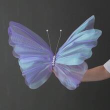 3D Ombre Chiffon Giant Butterfly, Suitable For Wedding Decoration - Realistic Artificial Organza Butterfly, Ideal For Party And Outdoor Festival Decoration, Engagement Photo Backdrop, Valentine's Day/Mother's Day/Graduation Gift, Wedding Aisle Guiding Butterfly - 彩色 - 查看 6
