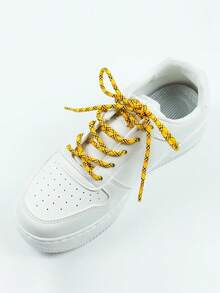 1 Pair Multi-Color Braided Round Shoelaces, Suitable For Sneakers, Casual Shoes, And Skate Shoes - Orange - View 6
