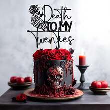 1个“告别我的二十岁”蛋糕装饰插牌，“告别我的二十岁”主题装饰，葬礼生日派对装饰，“告别我的二十岁”，30岁生日派对装饰，黑色闪光 - 彩色 - 查看 4