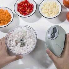 500/900ML Manual Meat Mincer Garlic Chopper Rotate Garlic Press Crusher Vegetable Onion Cutter Kitchen Cooking Accessories - Blue - View 3