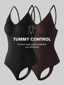 2pcs Women Seamless Backless Shapewear, Tummy Control Jumpsuit, Waist Trainer, Butt Lifter - Multicolor - View 10