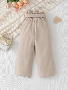 idolCat 年轻女孩可爱米色宽松裤腰蝴蝶结秋季日常装 - 卡其色 - 查看 2