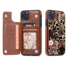 Funda tipo cartera con estampado de leopardo, adornada con adorables cachorros de león y un diseño moderno de bola de discoteca. Compatible con iPhone 16e, 16, 15, 14 Plus, 13, 12, 11 Pro Max, SE, 2022, 7, 8 Plus, X, XR, XS Max. Incluye tarjetero, cierre magnético doble y funda protectora resistente. - Marrón - Ver 1