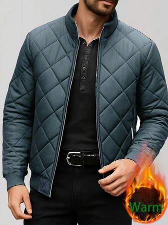 Chaqueta acolchada con forro polar grueso para hombre, ropa de abrigo casual y cálida para el invierno