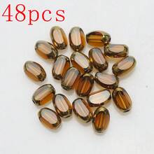 Approx. 48pcs 4*6mm Gold Edged Colorful Crystal Glass Beads, Middle Hole, DIY Crafts For Jewelry Making, Shoes, Accessories, Phone Chains, Necklaces, Bracelets, Eyeglasses Chains, Headpieces - Multicolor - View 24