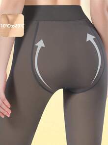 大码女式高弹力打底裤，防勾丝、防起球、耐穿，高腰塑形紧身裤，适合休闲、通勤、户外办公穿着 - 灰色 - 查看 11