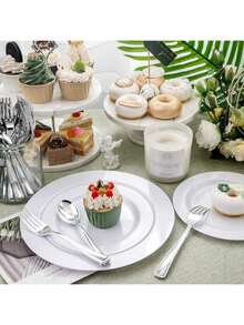 150pcs Silver Cutlery Set, Including Heavy Duty Dessert Forks And Spoons, 50 Forks, 25 Spoons, 25 Knives, Suitable For Parties, New Year Gatherings And Engagements - Silver - View 4