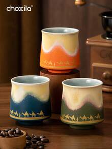 choxila 1pc Saudi Arabian Coffee Cup, Middle Eastern-Style Desert Camel Design Ceramic Mug, Aesthetic Espresso Mug, Tea Cup, 120ml. Ideal For Afternoon Tea, Family Gatherings, Holiday Party Supplies, Cafes, Hotels, And Camping