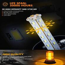 30颗LED汽车叉车辅助灯，琥珀色闪烁顶部安装警示灯，工程应急频闪灯，高可见度紧急安全警示汽车LED频闪旋转警示灯 - 彩色 - 查看 6