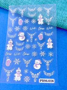 2/3 Peças de Adesivos de Arte de Unhas com Relevo de Flocos de Neve de Desenho Animado de Inverno - Design de Arte DIY para Flocos de Neve Fofos, Bonecos de Neve, Sinos, Laços, Duendes, Renas, Papai Noel e Ursos de Pelúcia durante o Inverno, Natal e Ano Novo, Adequado para o Dia a Dia, Casamentos e Feriados das Mulheres. Adesivos de Arte de Unhas Descartáveis com Estilo de Tema Fofo e de Desenho Animado, Fáceis de Colar Decoração de Salão de Beleza