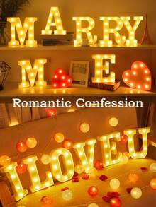 1pc LED Letter Lights Pink Lamp, Glitter Letters, Light Up Alphabet, Letters Sign, Dry Battery Powered, For Home Party Decoration Night Bar Wedding Birthday Christmas Lamp Girls Gift, Night Light For Proposals, Birthdays, And Photo Props, The Best Gift For Mother's Day And Father's Day - Multicolor - View 2