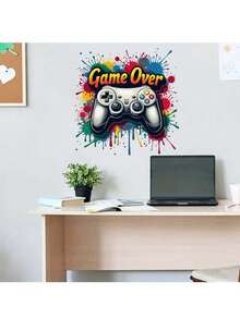 1 PC Ink Painting Game Console Decorative Sticker PVC Sticker Removable Self-Adhesive Easy-Tear Sticker Home Decor To Brighten Your Life Holiday Decoration Stickers Birthday Graduation Gift - Multicolor - View 3