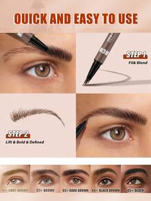 W3W 2-In-1 Eyebrow Pencil & Eyeliner, Natural Waterproof Sweat-Resistant Long-Lasting Buildable Eyebrow Pencil, Women Dual-Ended Micro-Sculpting Eyebrow Pencil, Waterproof, Creates Defined Natural Brows, With Built-In Eyebrow Brush