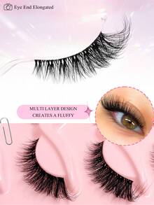 5对浓密猫眼仿貂毛假睫毛——自然妆效，柔软睫毛梗，蓬松浓密——完美打造魅惑狐狸眼妆容和日常迷人妆容 - 眼尾拉長款 - 查看 4