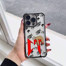 Estuche de teléfono con letra CT y oso perezoso de moda compatible con iPhone 16, 15, 14, 13, 12, 11 Pro Max,  Plus, con una funda trasera suave transparente para protección contra caídas. - Negro - Ver 1