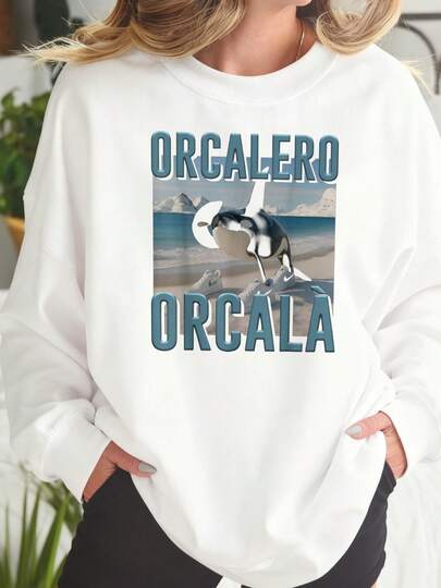 Sudadera de manga larga con criatura inspirada en orca generada por IA