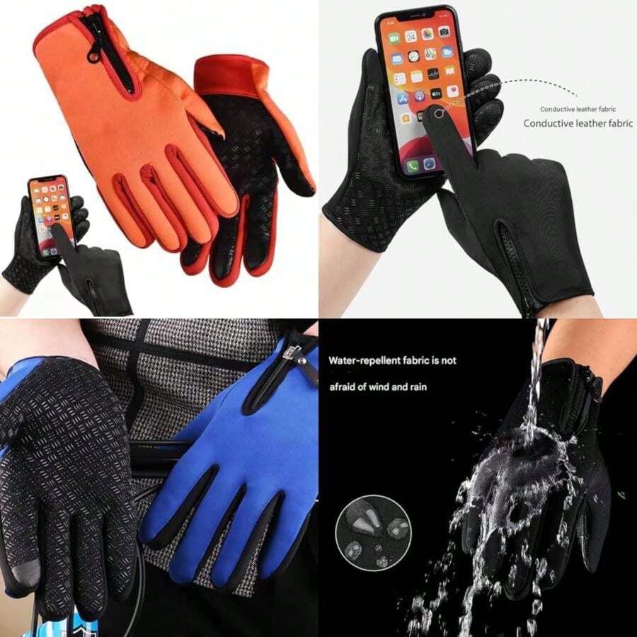 Genérico Bomaze Winter Gloves, Thermal Windproof Touchscreen for Running Cycling Skiing and Outdoor Sports(Orange Talla única) - Multicolor - Ver 1