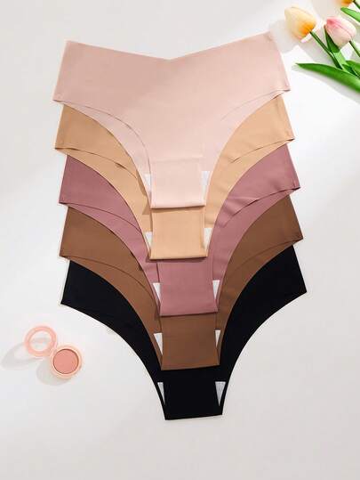 5 piezas de ropa interior femenina sin costuras, braga invisible cómoda y amigable con la piel, sexy tipo hipster para deportes, transpirables y sexy de triángulo para mujeres