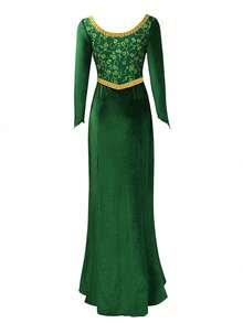 1pc Random Print Polyester Cosplay Costume, Fiona Princess Green Monster, Suitable For Spring, Summer, Autumn, Winter