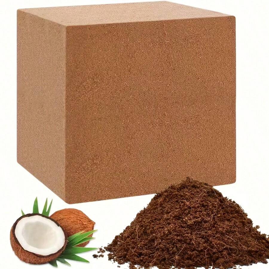 3lb/10lb Organic Coconut Coir Brick (Suitable For Plants) - 100% Compressed Coconut Coir Brick,  Balanced PH Value, Coconut Coir Growing Medium Potting Soil, Suitable For Herbs, Flowers, Plants And Reptiles - 卡其色 - 查看 1