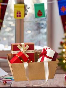 Bulk Kraft Basket, Empty Kraft Gift Basket With Handle,Gift Wrapping, Wedding, Party, Christmas, Valentine's Day - Multicolor - View 8