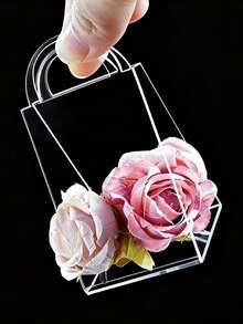 Hộp quà tặng Acrylic trong suốt 5 chiếc, túi cầm tay, giỏ đựng kẹo hình tam giác, tiệc sinh nhật, kỷ niệm, tiệc tối - trong suốt - Xem 3