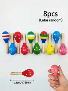 2 件/8 件/12 件彩色木制沙锤、迷你沙球玩具、手敲打击乐摇铃、木制伦巴舞摇铃，节奏清晰的手工乐器，适用于派对礼物、音乐乐趣、生日派对、嘉年华 - 彩色 - 查看 13