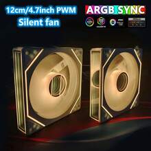 12厘米静音机箱风扇，ARGB 5V 3针，机箱散热通风温度控制，镜像设计，适用于风冷和水冷 - 7Pro黑色反向 - 查看 3