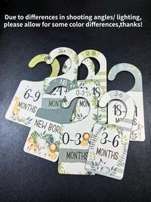 8 piezas/set Divisores de tamaño de armario para bebé, impresión de un solo lado, organizador de armario de madera colgante con diseño de animales para bebés desde recién nacido hasta 24 meses, organizador de armario de ropa de bebé, regalo para baby shower - Verde - Ver 3