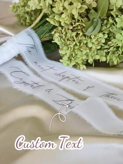 Personalized Wedding Floral Garland With Ribbon - Customizable With Name And Date, Suitable For Bridal Shower, Birthday, Graduation - Durable Polyester Material, Elegant Design, Ideal Gift For Wedding Guests, Perfect Accessory For Celebrations, Refined Style, Exquisite Craftsmanship.