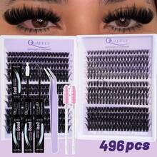DIY Lash Extension Kit 1676Pcs D Curl Individual Spike Manga Lash Clusters Kit With Bottom Lashes, Lash Bond And Seal, Remover Tweezers Brush - màu đen - Xem 10