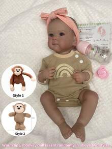 Bettie Doll head 1-4 1个18英寸可爱贝蒂女婴娃娃，全身可水洗，柔软乙烯基材质，栩栩如生，手工涂绘，防水柔软触感，包含服装、奶瓶、安抚奶嘴，是送给家人的收藏礼物和纪念品 | 逼真的儿童娃娃 | 细节逼真，重生娃娃 - 彩色 - 查看 13