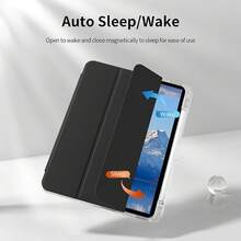 1pc With Pen Slot Premium Soft Silicone & Acrylic Material Protective Cover, New Year Themed | Suitable For 10.9 / 10.2 / 9.7,  Air 2 / 4th Generation / 5th Generation,  Pro 11-Inch (2022) / 10th Generation | Tablet PC Case With Pen Slot, Foldable Lightweight Stand Hybrid Design | Learning & Home Office Accessories, Streamlined Style, High-Quality Materials, Sturdy Structure | Perfect For Digital Artists, Christmas Accessories, School Students (Online Classes/Note-Taking), Office Workers (Remote Meetings/Business Presentations), Content Creators (Editing/Vlogging/Live Streaming) & Daily Use | Fashion-Forward Digital Accessory For Girls, Women & Teens - 黑色 - 查看 6