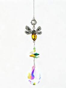 1 szt. Łapacz światła słonecznego na okno, kryształowy twórca tęczy, dekoracja ścienna do pokoju dziecięcego, kryształowy łapacz słońca z wysadzanymi diamentami motywami motyli, pszczół i kotów, żyrandol, dekoracja domu, dekoracja samochodu, prezent dla dziewczynki, Święto Dziękczynienia, prezent na Boże Narodzenie i Walentynki