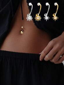 1件S925纯银八角星吊坠，适合肚脐穿孔，是女孩日常佩戴的理想之选，也是送给女友、母亲、姐妹的最佳礼物。 - 單隻肚臍釘 - 查看 10