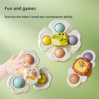 Roterande djurleksak, rolig och lugnande tecknad fingertoppsgyro, blomformad skakklocka med adsorptionskapacitet, inbyggda färgglada pärlor